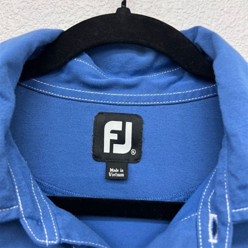 FootJoy Men's XL Blue Golf Polo Shirt Chest Pocket Logo Collared Button Top - Picture 4 of 7